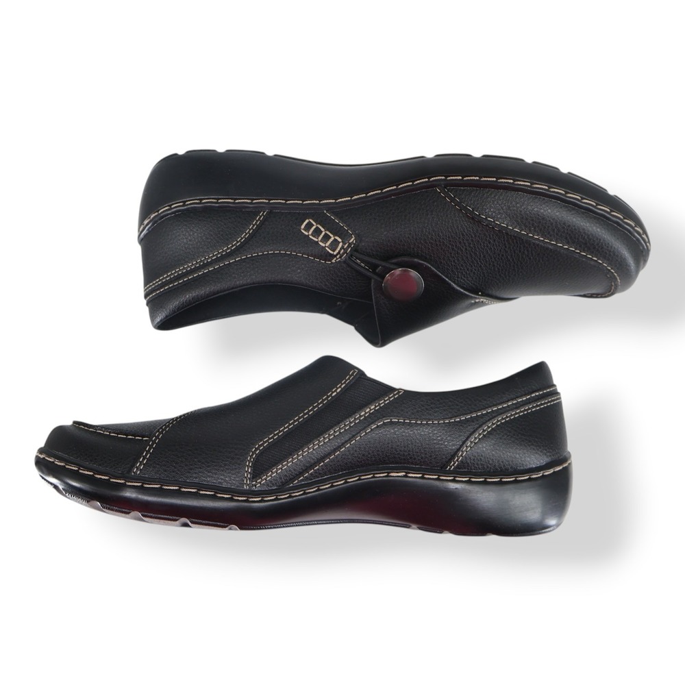 Clarks Collection Cora Teresa Black Tumbled Leather Slip-On Loafer Womens 8.5 - Picture 7 of 8